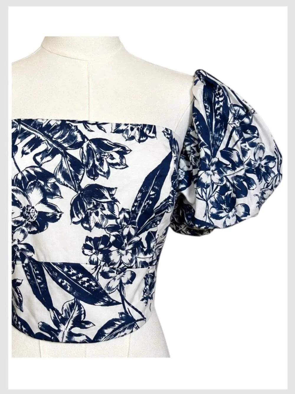 Abercrombie & Fitch Off Shoulder Puff Sleeve Floral Crop Top XL
